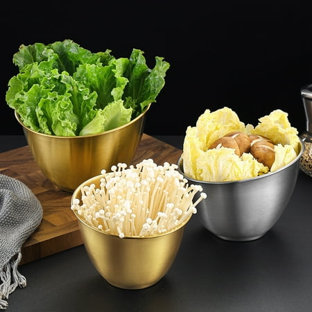 

Ludlz Vegetable Bowl Food Grade Stainless Steel Bevel Mirror Polished Large Capacity Tableware Solid Hot Pot Restaurant Salad Lettuce Bucket Kitchen Supplies