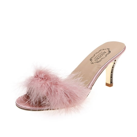 Sandals Women Ladies Fashion Solid Color Plush Decoration Large Size High Heel Sandals And Slippers
Sandals Women Ladies Fashion Solid Color Plush Decoration Large Size High Heel Sandals And Slippers