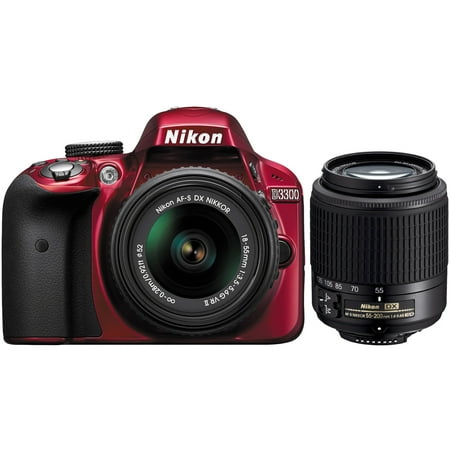 Nikon D3300 Digital SLR Camera & 18-55mm G VR DX II AF-S Zoom (Red) with 55-200mm DX AF-S ED Zoom-Nikkor Lens Nikon D3300 Digital SLR Camera & 18-55mm G VR DX II AF-S Zoom (Red) with 55-200mm DX AF-S ED Zoom-Nikkor Lens