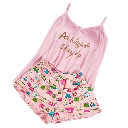 Women Girls Summer Pajamas Set Letters Camisole Cute Cartoon Clothes Print Short
Women Girls Summer Pajamas Set Letters Camisole Cute Cartoon Clothes Print Short