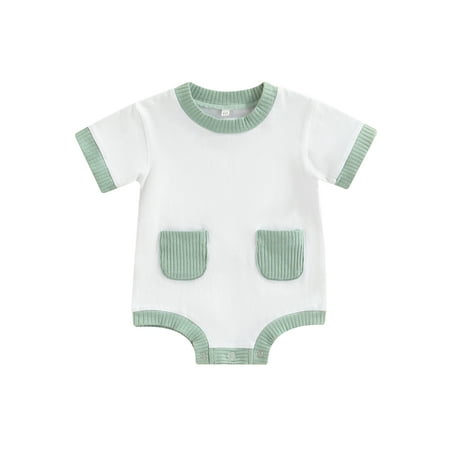 Suanret Infants Baby Boy Girl Summer Rompers Ribbed Patchwork Round Neck Short Sleeve Short Snaps Jumpsuit Green 6-9 Months
Suanret Infants Baby Boy Girl Summer Rompers Ribbed Patchwork Round Neck Short Sleeve Short Snaps Jumpsuit Green 6-9 Months