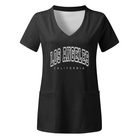Women Scrubs Top Working Uniform Nurses Clothing Workwear Plus Size Top V-Neck Short Sleeve Pockets Letter Printed T-Shirt Vacation Clothes
Women Scrubs Top Working Uniform Nurses Clothing Workwear Plus Size Top V-Neck Short Sleeve Pockets Letter Printed T-Shirt Vacation Clothes