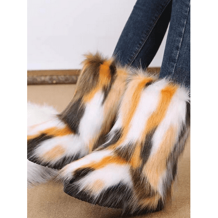 LovelyWholesale Women s Round Toe Plush Yellow Booties