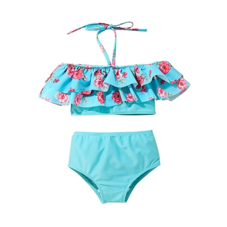 Nokpsedcb 2PCS Toddler Kids Girl Bathing Set Floral Print Halter Neck Strappy Ruffle Vest Solid Color Panties Blue 18-24 Months
Nokpsedcb 2PCS Toddler Kids Girl Bathing Set Floral Print Halter Neck Strappy Ruffle Vest Solid Color Panties Blue 18-24 Months