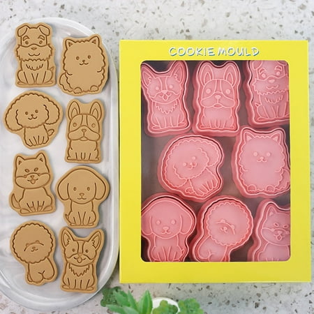 8PCS 3D Dog Bakeware Biscuit Mold DIY Cookie Tools Gift Cake Decorating T KsK1WL