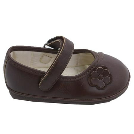 Girls Brown Flower Kimono Patent Strap Mary Jane Shoes 1-3 Baby