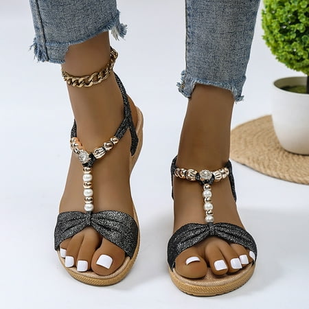 uikmnh Women Shoes Ladies Fashion Summer Vintage Solid Color Boho Pearl Rhinestone Wedge Sandals Black 8.5
uikmnh Women Shoes Ladies Fashion Summer Vintage Solid Color Boho Pearl Rhinestone Wedge Sandals Black 8.5