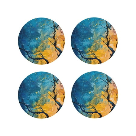 Fuzoiu Abstract Night Sky Tree Print Leather Coasters Set Drink Coasters Set of 4 for Tabletop Protection Durable PVC Coasters Home Décor and Housewarming Gift-Round Shape
Fuzoiu Abstract Night Sky Tree Print Leather Coasters Set Drink Coasters Set of 4 for Tabletop Protection Durable PVC Coasters Home Décor and Housewarming Gift-Round Shape