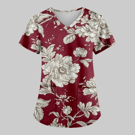 Yubatuo Women Plus Size Scrubs Top with Pockets V-Neck Short Sleeve Animal Print Work Blouse for Women Wine 2XL
Yubatuo Women Plus Size Scrubs Top with Pockets V-Neck Short Sleeve Animal Print Work Blouse for Women Wine 2XL
