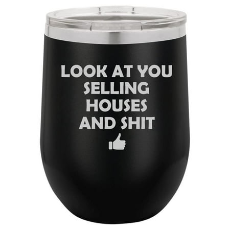 12 oz Double Wall Vacuum Insulated Stainless Steel Stemless Wine Tumbler Glass Coffee Travel Mug With Lid Look At You Selling Houses Funny Real Estate Agent (Black)
12 oz Double Wall Vacuum Insulated Stainless Steel Stemless Wine Tumbler Glass Coffee Travel Mug With Lid Look At You Selling Houses Funny Real Estate Agent (Black)