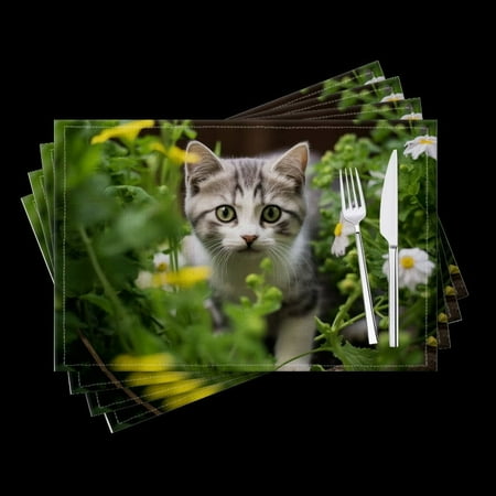 BaHomeck placemats Set of 4 Cute Gray And White Kitten Exploring In The Garden Cotton Linen rectangle Placemats for Kitchen Dining Table Indoor Outdoor 18*12inch
BaHomeck placemats Set of 4 Cute Gray And White Kitten Exploring In The Garden Cotton Linen rectangle Placemats for Kitchen Dining Table Indoor Outdoor 18*12inch