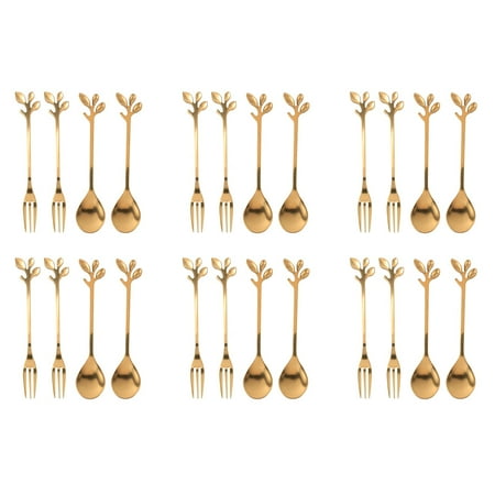 Tableware Gold Leaf Coffee Spoon Fork 24 Pack(12 Spoons 12 Forks) Espresso Spoon and Forks Set 4.7 Inches Tea Spoon Set
Tableware Gold Leaf Coffee Spoon Fork 24 Pack(12 Spoons 12 Forks) Espresso Spoon and Forks Set 4.7 Inches Tea Spoon Set