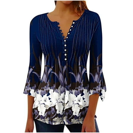 hoksml Fancy Tops for Women Women s Casual Trumpet 3/4 Sleeve Printed Buttoned Basic Ruched Corset Tunic Tops Pleated T-shirts Blouses
hoksml Fancy Tops for Women Women s Casual Trumpet 3/4 Sleeve Printed Buttoned Basic Ruched Corset Tunic Tops Pleated T-shirts Blouses