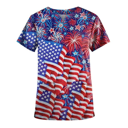 TKing Fashion Womens Summer Plus Size Independence Day Short Sleeve V-Neck Printed Tops Scrub Nursing Working T-Shirt with Pocket Dark Blue XL
TKing Fashion Womens Summer Plus Size Independence Day Short Sleeve V-Neck Printed Tops Scrub Nursing Working T-Shirt with Pocket Dark Blue XL