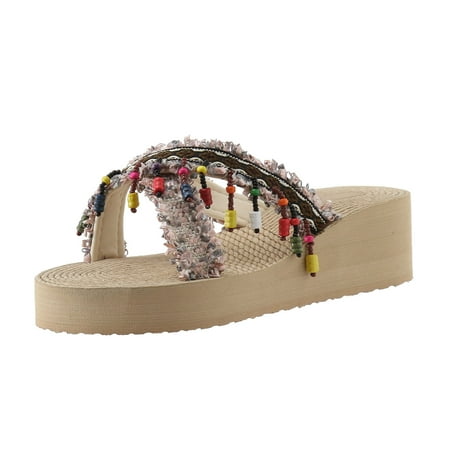 Youmylove Women Slide Slippers Fashion Spring Summer Thick Bottom Wedge Heel Lightweight Sequins Ethnic Style Comfortable Beach Shoes Comfort Cozy Leisure Daily Walking
Youmylove Women Slide Slippers Fashion Spring Summer Thick Bottom Wedge Heel Lightweight Sequins Ethnic Style Comfortable Beach Shoes Comfort Cozy Leisure Daily Walking