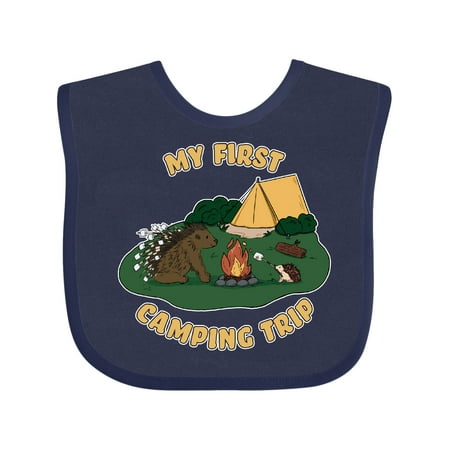 Inktastic Camping Hedgehog-My First Camping Trip Gift Baby Boy or Baby Girl Bib