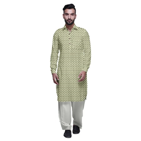 Atasi Classic Collar Pathani Kurta Pajama For Boys Rayon Front Pocket Shirt