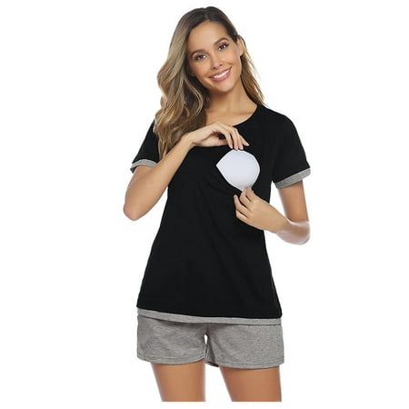 Maternity Outfit Women Maternity Short Sleeve Nursing T-shirt Tops+Striped Pants Pajamas Set Suit Black XXL
Maternity Outfit Women Maternity Short Sleeve Nursing T-shirt Tops+Striped Pants Pajamas Set Suit Black XXL