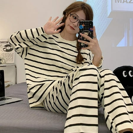 PIKADINGNIS Womens Pajamas Set Stripe Autumn Winter Leisure Elastic Waist Woman Sleepwear Long Sleeve Nightwear Soft Pijama Homewear Cloth
PIKADINGNIS Womens Pajamas Set Stripe Autumn Winter Leisure Elastic Waist Woman Sleepwear Long Sleeve Nightwear Soft Pijama Homewear Cloth