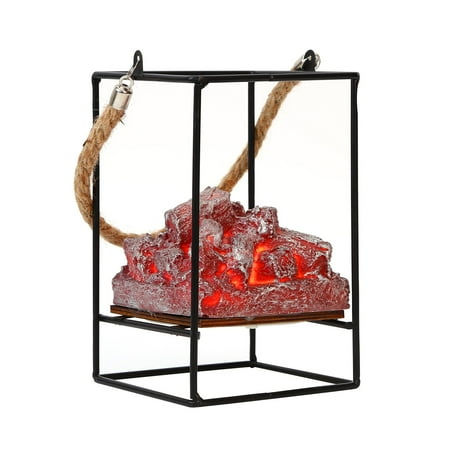 Portable Charcoal Flame Lamp Decoration Led Wrought Iron Lighting Decoration
