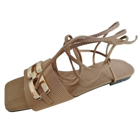 SEMIMAY Ladies Fashion Solid Color Cloth Metal Buckle Ankle Strap Flat Sandals Brown
SEMIMAY Ladies Fashion Solid Color Cloth Metal Buckle Ankle Strap Flat Sandals Brown