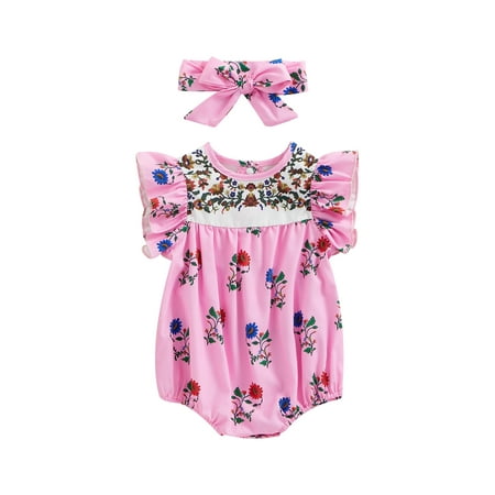 Suanret Newborn Baby Girls Romper Floral Fly Sleeve Crew Neck Jumpsuit Summer Newborn Bodysuit with Headband 2Pcs Sets Pink 0-3 Months
Suanret Newborn Baby Girls Romper Floral Fly Sleeve Crew Neck Jumpsuit Summer Newborn Bodysuit with Headband 2Pcs Sets Pink 0-3 Months