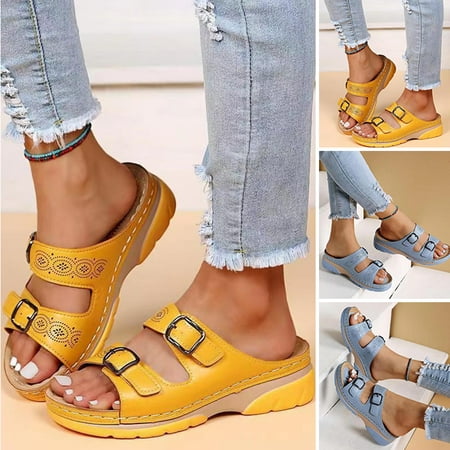 Xinhuadsh 1 Pair Beach Slippers Faux Leather Hollow Pattern Low Wedge Solid Color Anti-slip Women Summer Casual Sandals Slides Vacation Wear
Xinhuadsh 1 Pair Beach Slippers Faux Leather Hollow Pattern Low Wedge Solid Color Anti-slip Women Summer Casual Sandals Slides Vacation Wear