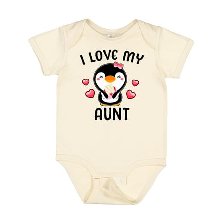 Inktastic I Love My Aunt with Cute Penguin and Hearts Gift Baby Girl Bodysuit