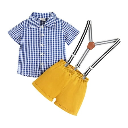 SZXZYGS Baby Boy Pants Toddler Boy Plaid Short Sleeve Shirt Top Back Strap Shorts Suit for 3 To 24 Months
SZXZYGS Baby Boy Pants Toddler Boy Plaid Short Sleeve Shirt Top Back Strap Shorts Suit for 3 To 24 Months