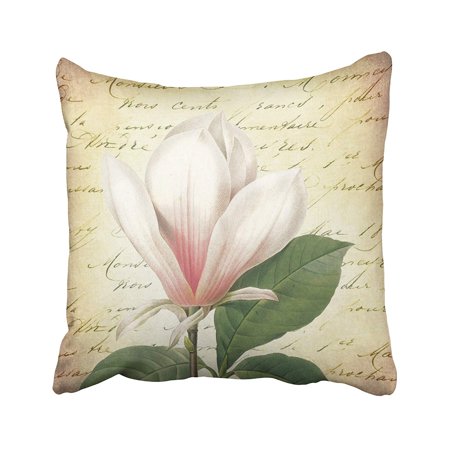 ARTJIA Magnolia Flower Vintage Botanical Pillowcase Pillow Cover 18x18 inches