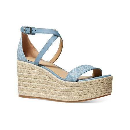Michael Kors Womens Serena Logo Buckle Wedge Heels