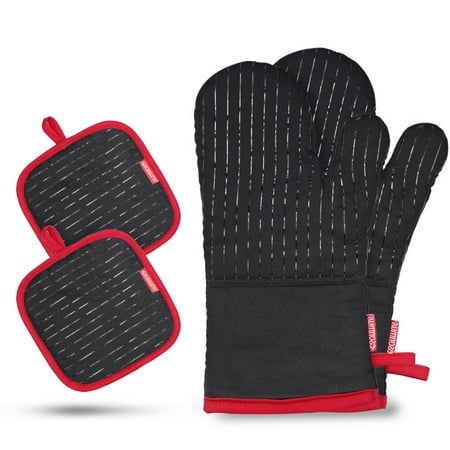 Cotton Silicone Oven Mitts Heat Resistant Barbecue Gloves Kitchen Oven Gloves Potholders 1 Pair Oven Mitts 2 Pot Holders
Cotton Silicone Oven Mitts Heat Resistant Barbecue Gloves Kitchen Oven Gloves Potholders 1 Pair Oven Mitts 2 Pot Holders
