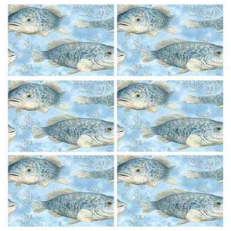 Gray Fish Pattern 6-Piece 12x18in Durable Place Mats Heat-Proof and Non-Slip 
Gray Fish Pattern 6-Piece 12x18in Durable Place Mats Heat-Proof and Non-Slip