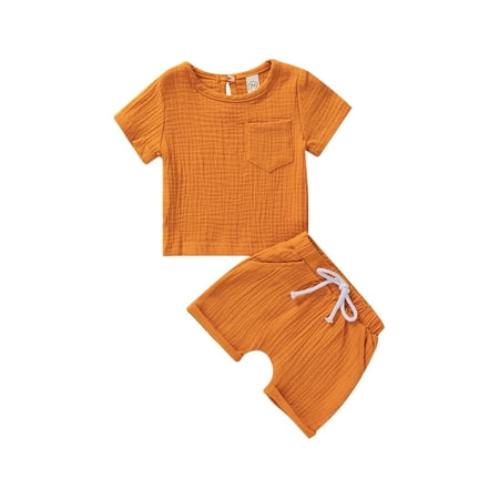 Imcute Toddler Kid Baby Boys Girls Short Sleeve T-Shirt Top Cotton Linen Shorts 2Pcs Summer Outfits Yellow 12-18 Months
Imcute Toddler Kid Baby Boys Girls Short Sleeve T-Shirt Top Cotton Linen Shorts 2Pcs Summer Outfits Yellow 12-18 Months