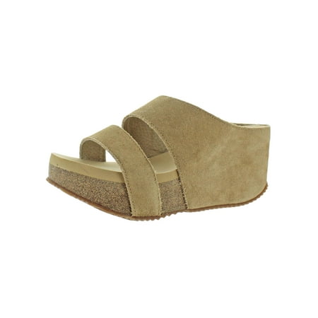 Volatile Womens August Suede Open Toe Wedge Sandals