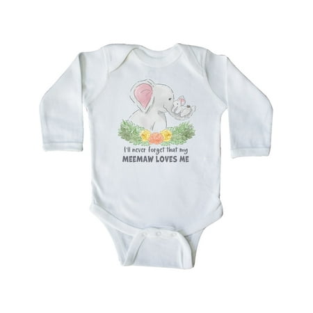 Inktastic I ll Never Forget That My Meemaw Loves Me with Cute Elephant Gift Baby Boy or Baby Girl Long Sleeve Bodysuit
Inktastic I ll Never Forget That My Meemaw Loves Me with Cute Elephant Gift Baby Boy or Baby Girl Long Sleeve Bodysuit