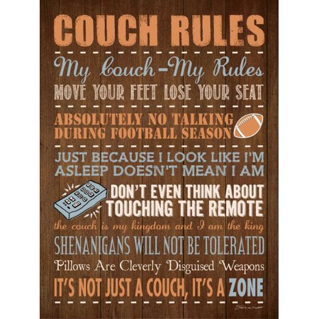 Couch Rules Stretched Canvas - Stephanie Marrott (18 x 24)