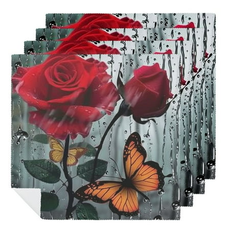 Facannap Roses Butterflies Rain Cloth Napkins for Hotel Home Banquet Atmosphere Embellishment Polyester Farmhouse Party Dining Table Decor Home Decor 6 PCS
Facannap Roses Butterflies Rain Cloth Napkins for Hotel Home Banquet Atmosphere Embellishment Polyester Farmhouse Party Dining Table Decor Home Decor 6 PCS