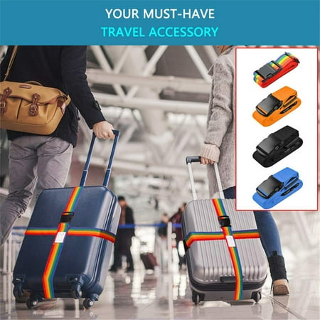 Luggage Strap Travel Suitcase Baggage Packing Belt Long Cross Straps, Rainbow