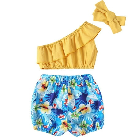 EHTMSAK Newborn Infant Baby Toddler Girl 3PCS Sleeveless Outfits Ruffle Shirts and Shorts Set Clothing Set Summer One Shoulder with Headband Yellow 0-2Y 80
EHTMSAK Newborn Infant Baby Toddler Girl 3PCS Sleeveless Outfits Ruffle Shirts and Shorts Set Clothing Set Summer One Shoulder with Headband Yellow 0-2Y 80