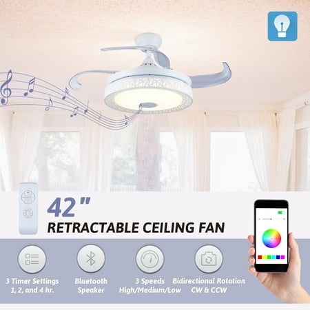 Viribus 42 Inch Modern Ceiling Fan with Light 3 speeds & timer sets with Light Remote Bluetooth App Room Decor White
Viribus 42 Inch Modern Ceiling Fan with Light 3 speeds & timer sets with Light Remote Bluetooth App Room Decor White