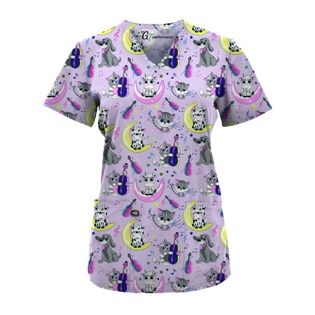 Womens Medical Nursing Print Scrub Uniform Top GT Performance-Cat and the Fiddle-Small
Womens Medical Nursing Print Scrub Uniform Top GT Performance-Cat and the Fiddle-Small