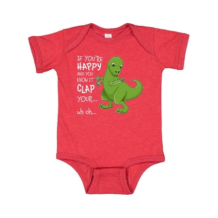 Inktastic T-Rex Can t Clap Gift Baby Boy or Baby Girl Bodysuit