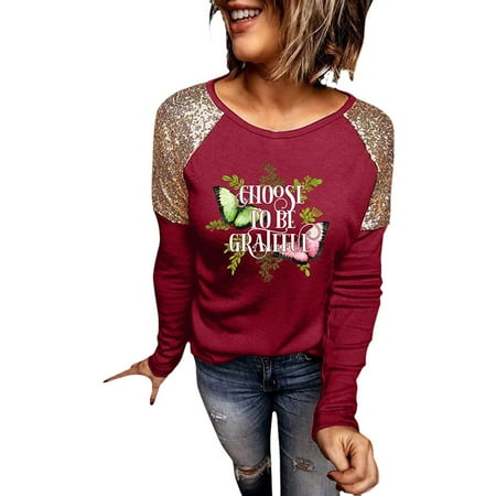 Mrat Shirts for Women Long Sleeve Round-Neck Blouses & Shirts Ladies Casual Printed Sequins Loose T-Shirt Tops Color Block Crewneck Casual Pullover Blouse Long Sleeve Corset Tops for Female Plus Size
Mrat Shirts for Women Long Sleeve Round-Neck Blouses & Shirts Ladies Casual Printed Sequins Loose T-Shirt Tops Color Block Crewneck Casual Pullover Blouse Long Sleeve Corset Tops for Female Plus Size