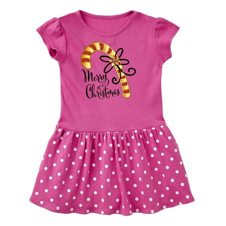 Inktastic Merry Christmas Red and Gold Candy Cane Gift Toddler Girl Dress