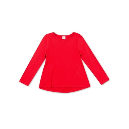 Wonder Nation Brushed Long Sleeve Relaxed T-Shirt (Little Girls, Big Girls & Plus)