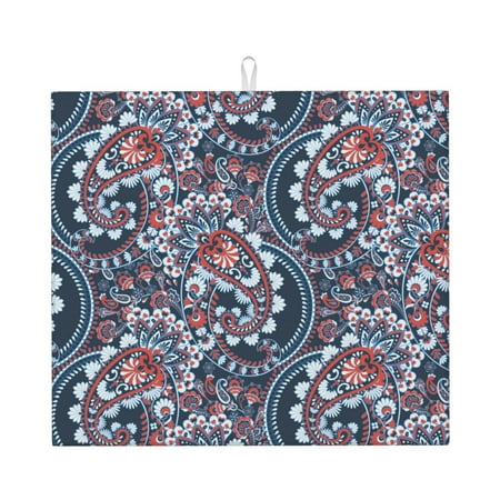 Dish Drying Mats for Kitchen Counter - Red Blue White Paisley 16x18In Anti-Slip Absorbent Microfiber Drying Mat for Kitchen Counter Mat Dish Rack Mat with Hanging Loop
Dish Drying Mats for Kitchen Counter - Red Blue White Paisley 16x18In Anti-Slip Absorbent Microfiber Drying Mat for Kitchen Counter Mat Dish Rack Mat with Hanging Loop