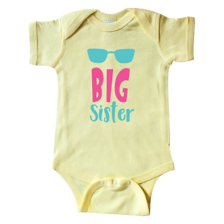 Inktastic Big Sister Older Sister Sunglasses - Blue Pink Gift Baby Girl Bodysuit