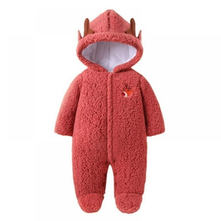 Newborn Baby Jumpsuit Hooded Fleece Rompers Long Sleeve Onesies Outwear Outfits
