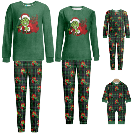 Family Christmas Pajamas Sleepwear Set The Grinch Green Buffalo Plaid Print Sizes for Adult-Kids-Baby-Pet 2 Pieces Top and Pants Bodysuits Pajamas Set
Family Christmas Pajamas Sleepwear Set The Grinch Green Buffalo Plaid Print Sizes for Adult-Kids-Baby-Pet 2 Pieces Top and Pants Bodysuits Pajamas Set